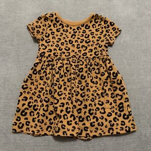 Garanimals Toddler Girls Leopard Print Short Sleeve Pocket Dress Tan Black 2T